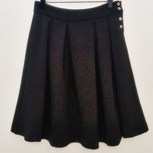 Karl Lagerfeld Black Pleated Textured Flare Skirt